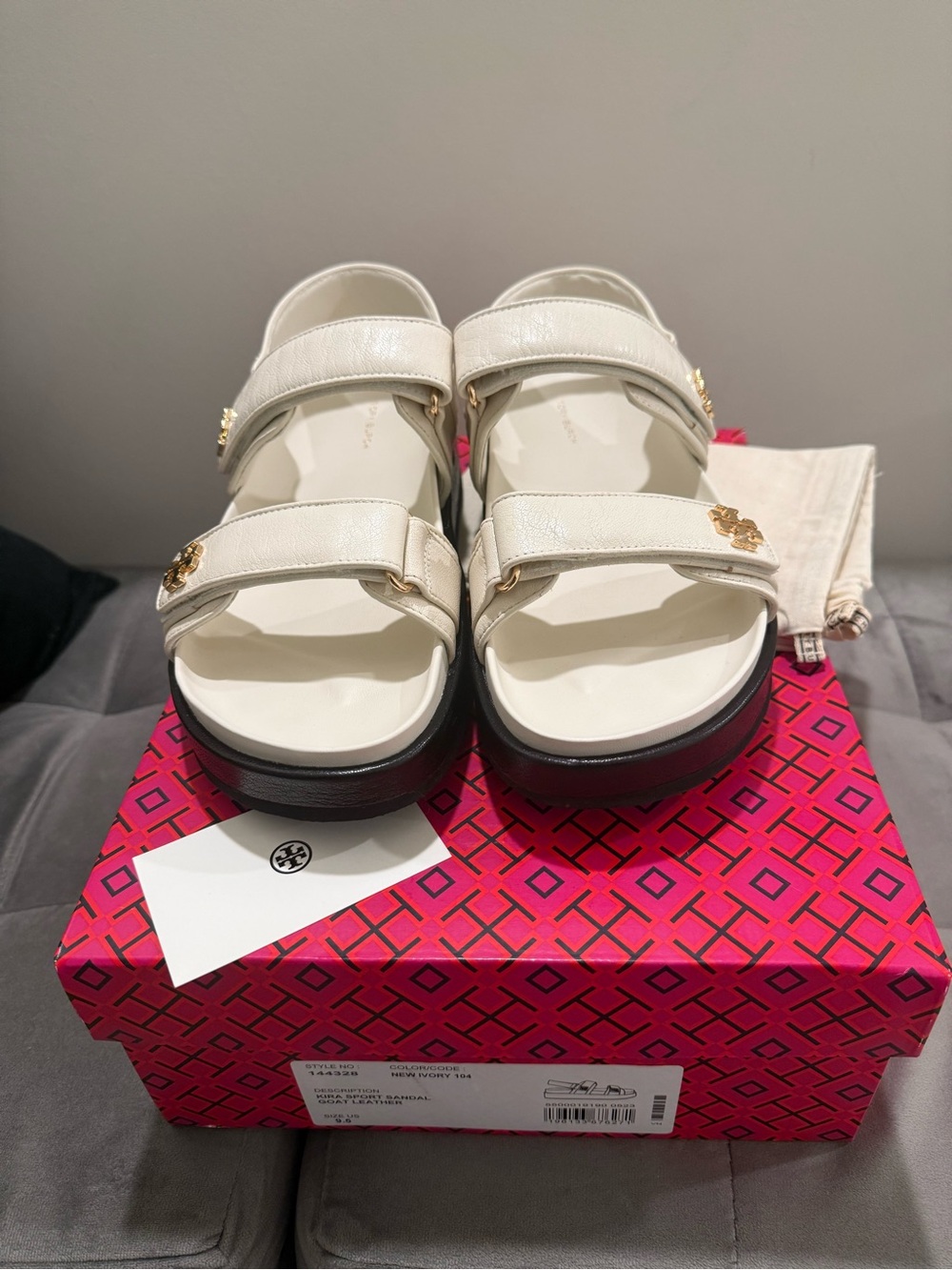 Tory Burch Kira Sport Sandals with Gold Logo